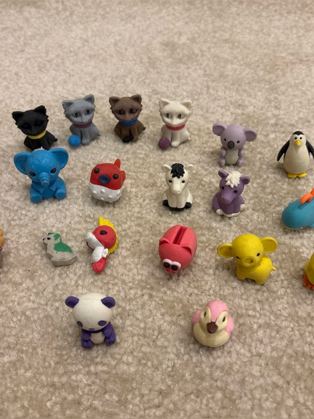Mixed Lot of 20 Erasers Iwako Animal Figures Kitten Horse Bird Penguin Bear